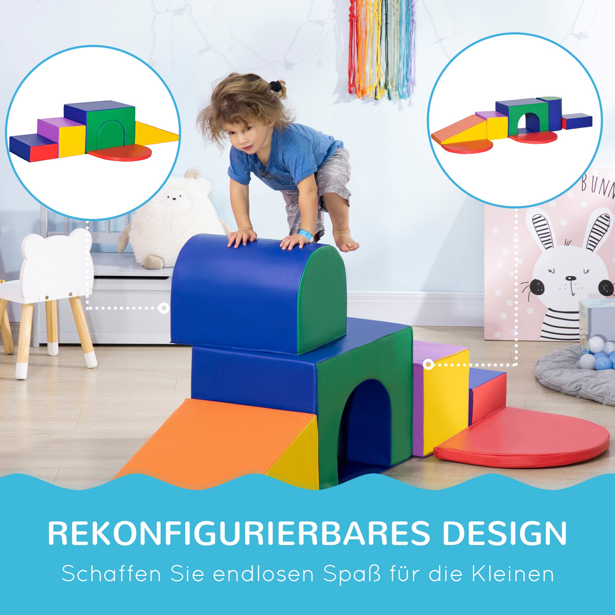 Soft Blocks 7-Piece Set Foam Building Blocks Giant Building Blocks Building Toy Foam Blocks for 1-3 Year Old Kids Faux Leather EPE