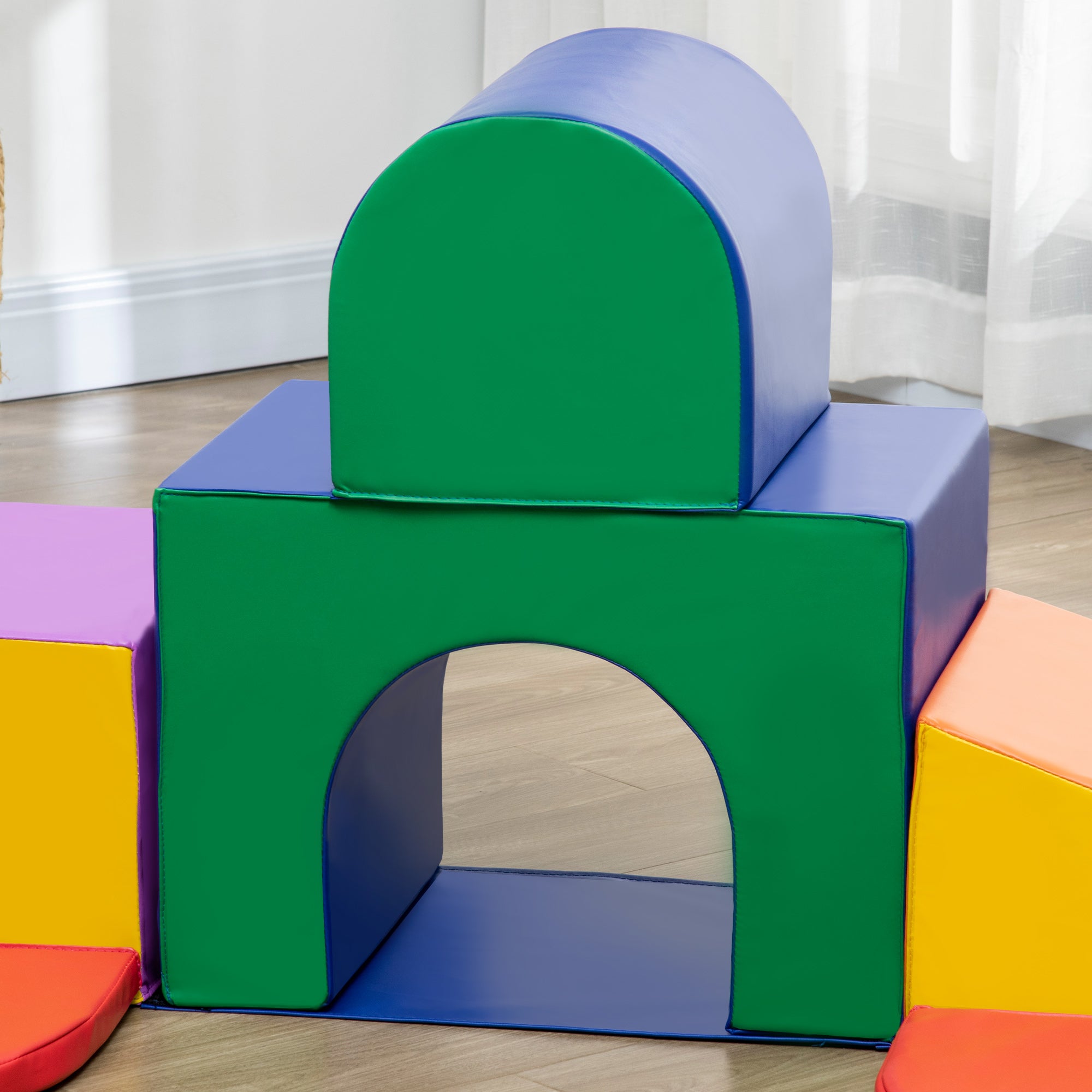 Soft Blocks 7-Piece Set Foam Building Blocks Giant Building Blocks Building Toy Foam Blocks for 1-3 Year Old Kids Faux Leather EPE