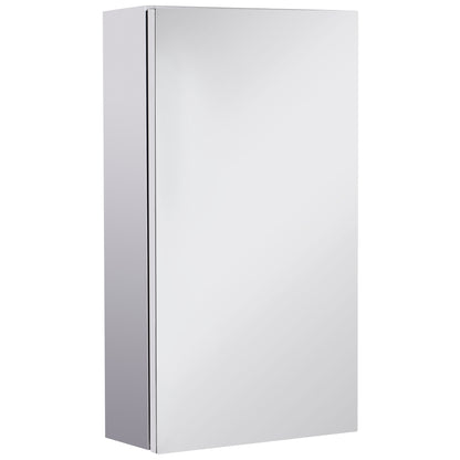 Bathroom Mirror Cabinet in Stainless Steel with Door, Bathroom Cabinet with 2 Shelves, 55x14x30cm