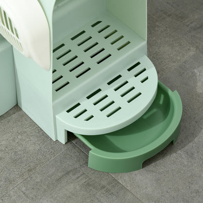 Cat Litter Box, Cat Toilet 52 x 60 x 42 cm with Lid, Pull-Out Tray, Lock, Scoop, Green