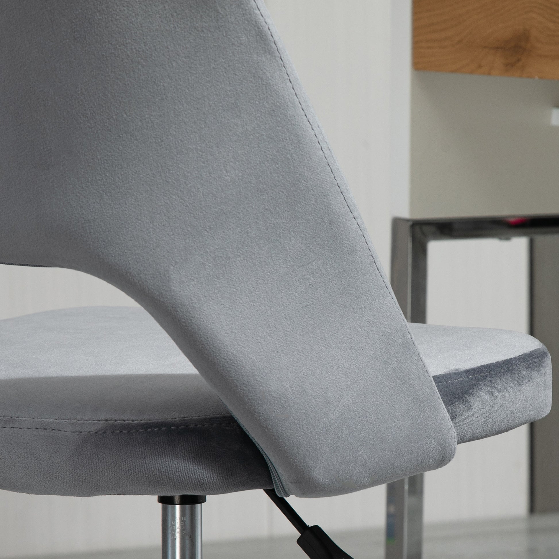 Desk Chair, Adjustable Height Home Office Chair without Armrest, Swivel Office Chair with Velvet Look, Ergonomic Vanity Chair for Bedroom, Study Room, Dark Gray