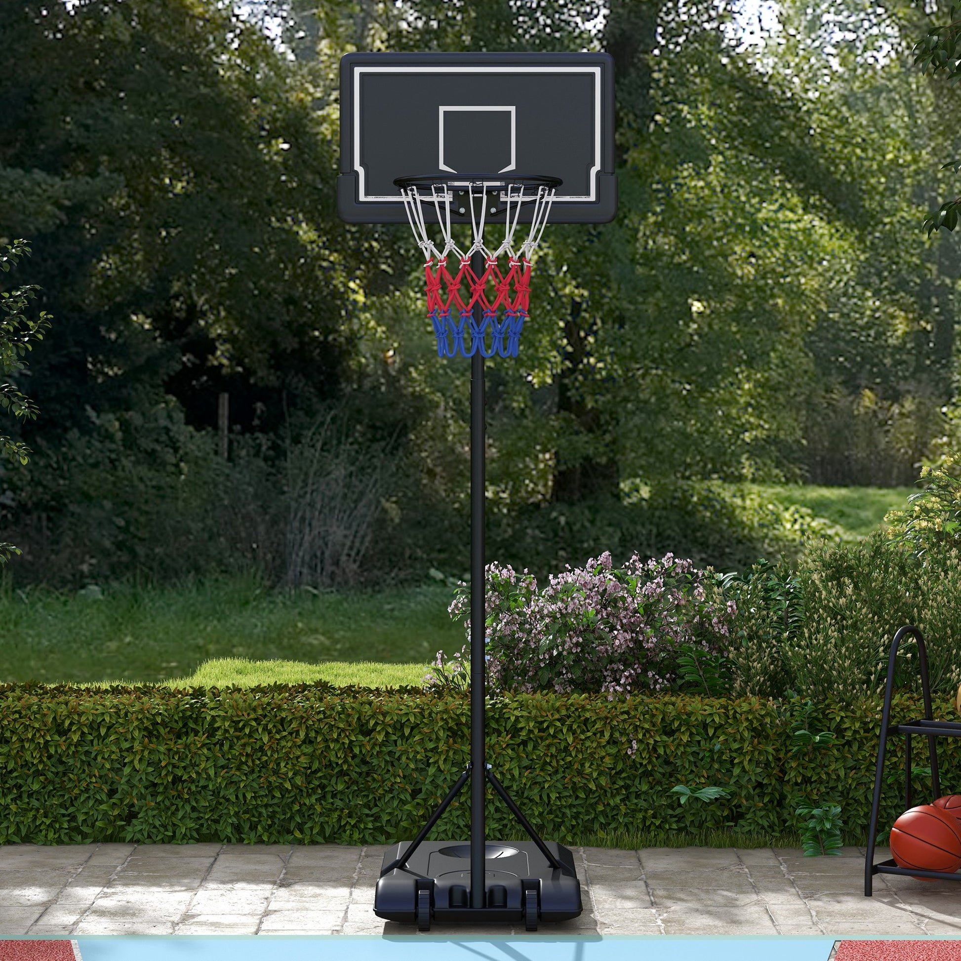 SPORTNOW Basketball Hoop with Stand Adjustable Basketball Stand with Wheels and Shatterproof Backboard, 182-213 cm Basketball Backboard Stand, for Adults, Steel