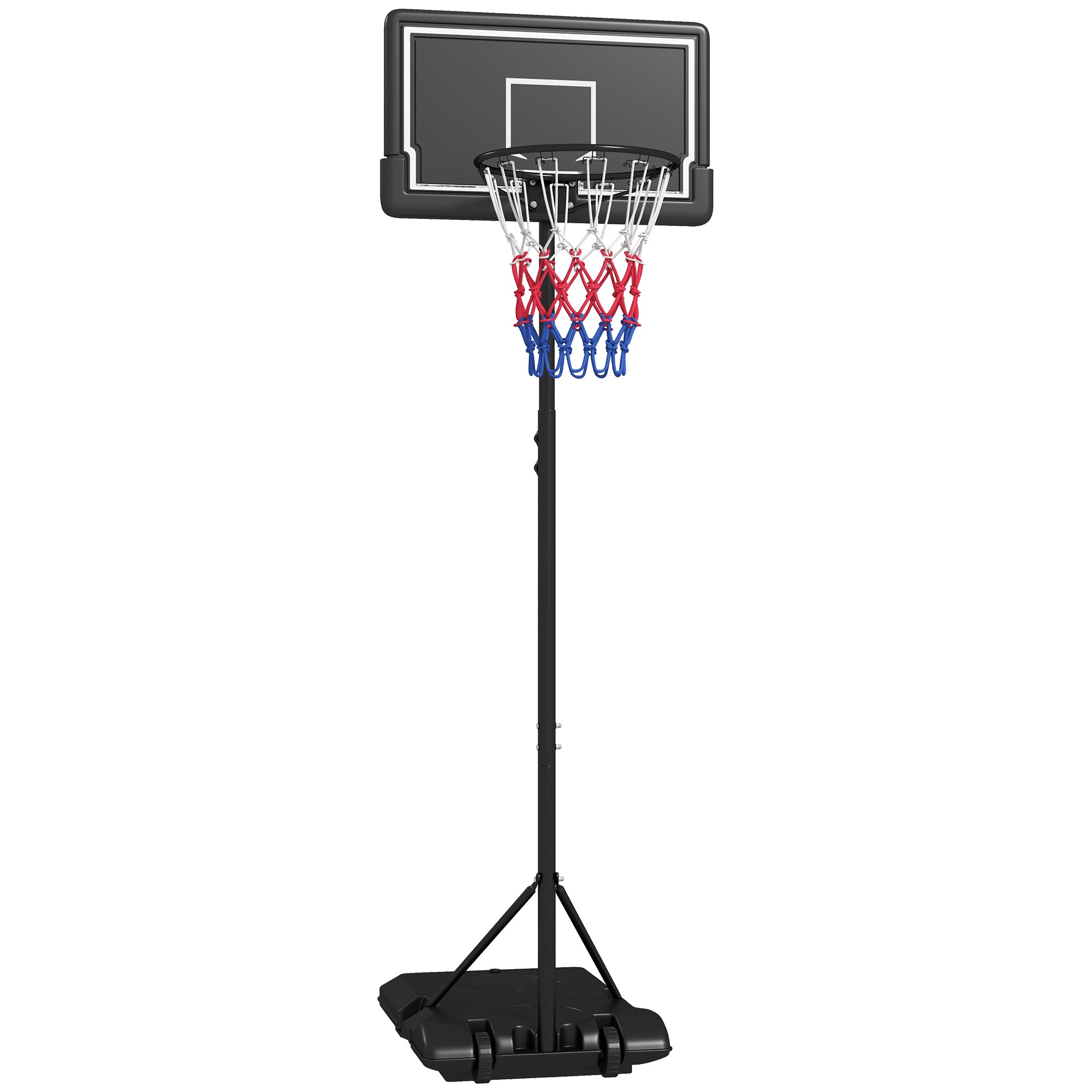 SPORTNOW Basketball Hoop with Stand Adjustable Basketball Stand with Wheels and Shatterproof Backboard, 182-213 cm Basketball Backboard Stand, for Adults, Steel