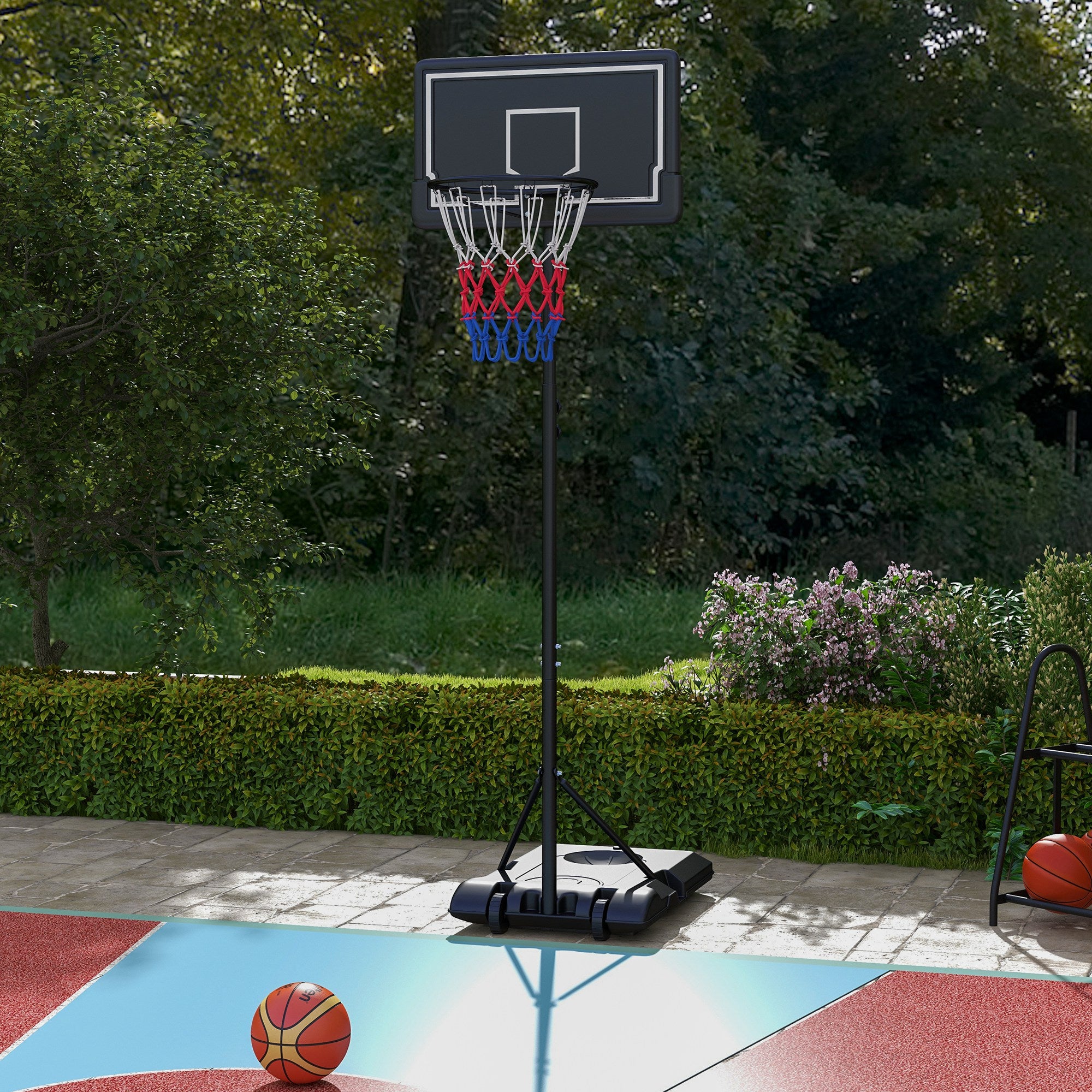 SPORTNOW Basketball Hoop with Stand Adjustable Basketball Stand with Wheels and Shatterproof Backboard, 182-213 cm Basketball Backboard Stand, for Adults, Steel