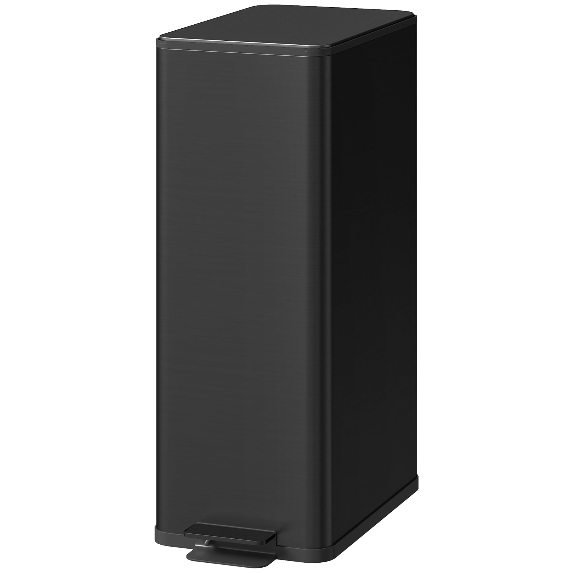 20 L (5.3 gal) Step Trash Can with Soft-Close Lid and Pedal, Includes Removable Inner Bucket — Stainless Steel, Black, 21.5 x 37.2 x 57 cm (8.5 x 14.6 x 22.4 in)
