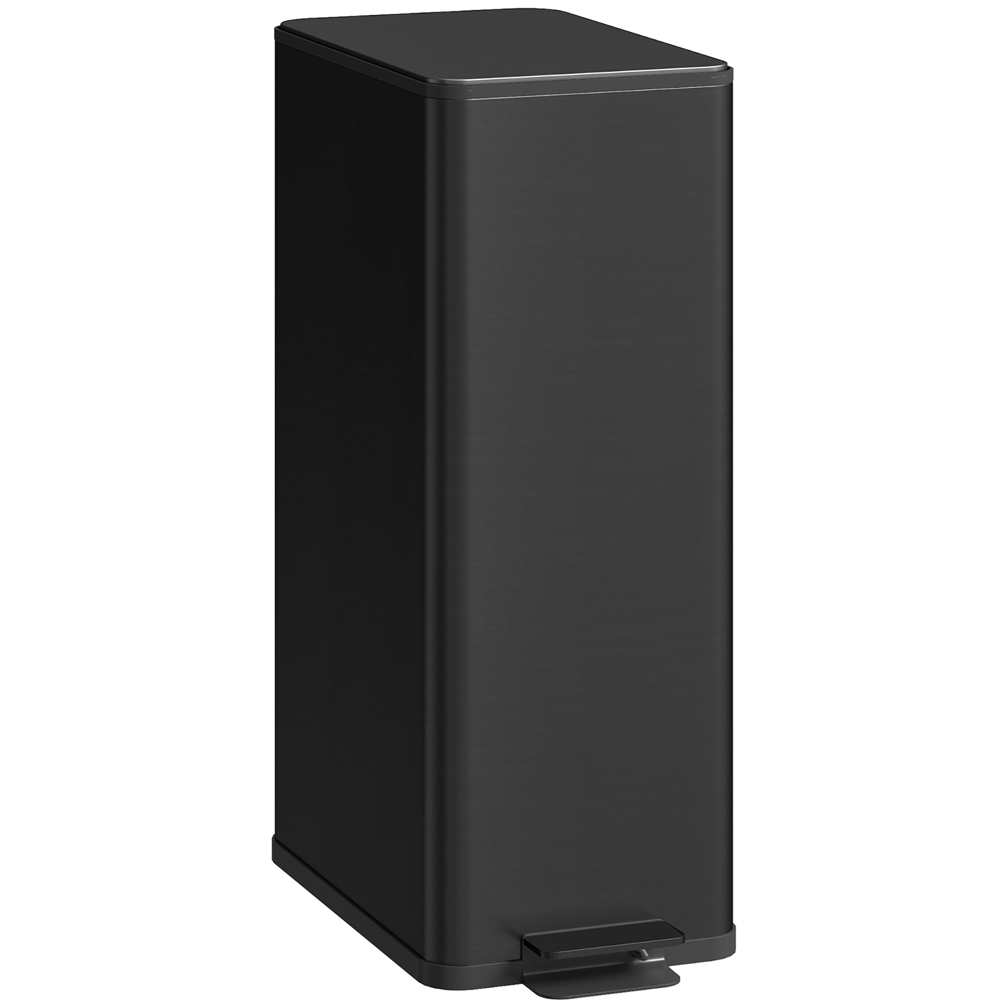 20 L (5.3 gal) Step Trash Can with Soft-Close Lid and Pedal, Includes Removable Inner Bucket — Stainless Steel, Black, 21.5 x 37.2 x 57 cm (8.5 x 14.6 x 22.4 in)