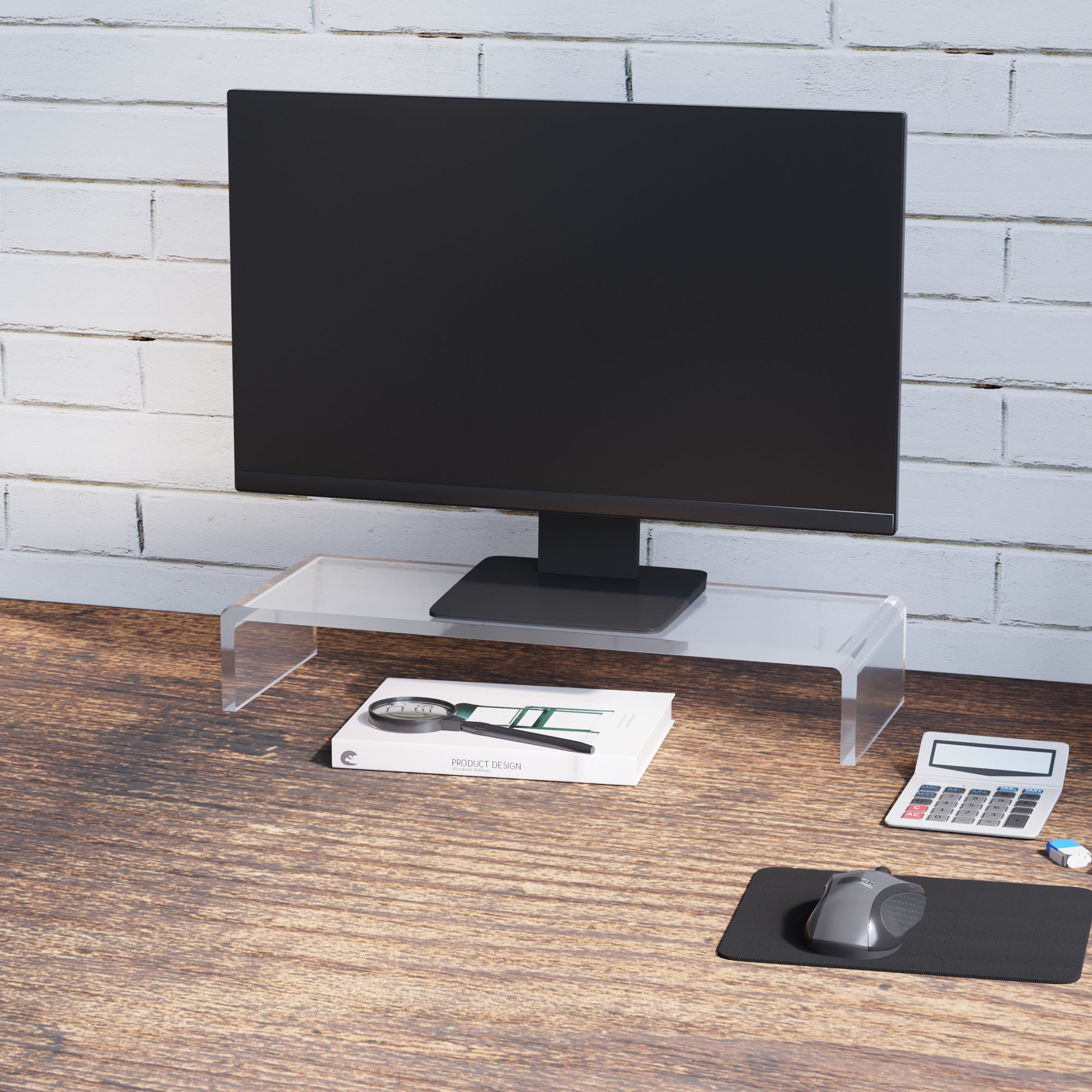 Monitor Stand Screen Stand for Laptop Computer Notebook PC ergonomic Acrylic Transparent 53 x 19 x 9 cm