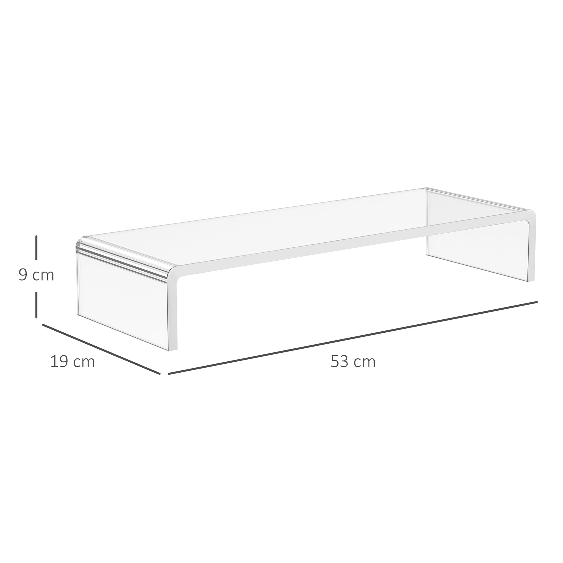 Monitor Stand Screen Stand for Laptop Computer Notebook PC ergonomic Acrylic Transparent 53 x 19 x 9 cm