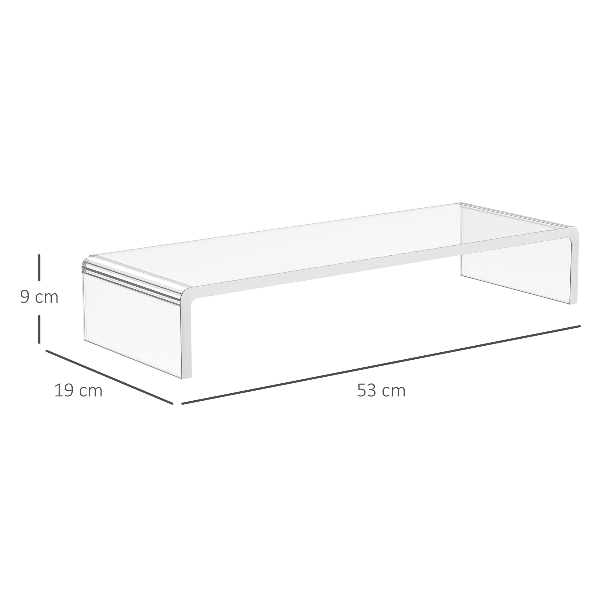 Monitor Stand Screen Stand for Laptop Computer Notebook PC ergonomic Acrylic Transparent 53 x 19 x 9 cm