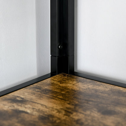 Wall-Mounted Corner Bookcase, Industrial Style Shelf in Wood and Metal with 5 Shelves, 39x39x175cm, Rustic Brown