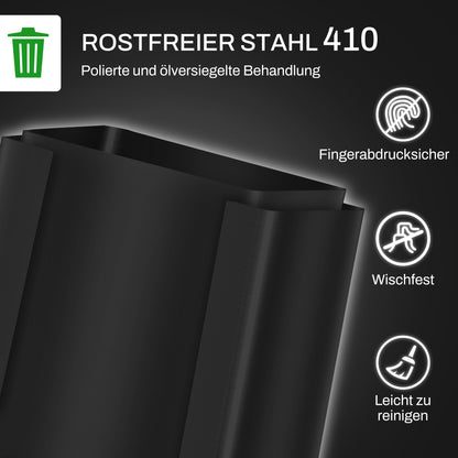 Trash Can 2 x 25 L Pedal Bin with Soft-close Lid and Pedal Waste Separation System 2 Compartments, Recyclable Waste, Stainless Steel, Black, 47.7 x 37.5 x 56 cm
