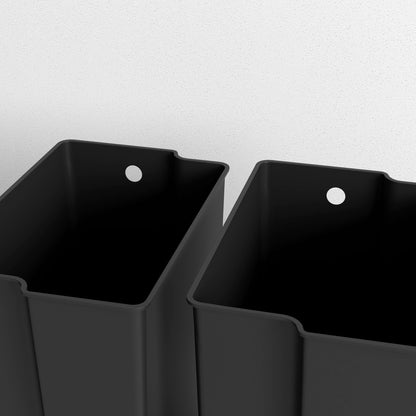 Trash Can 2 x 25 L Pedal Bin with Soft-close Lid and Pedal Waste Separation System 2 Compartments, Recyclable Waste, Stainless Steel, Black, 47.7 x 37.5 x 56 cm