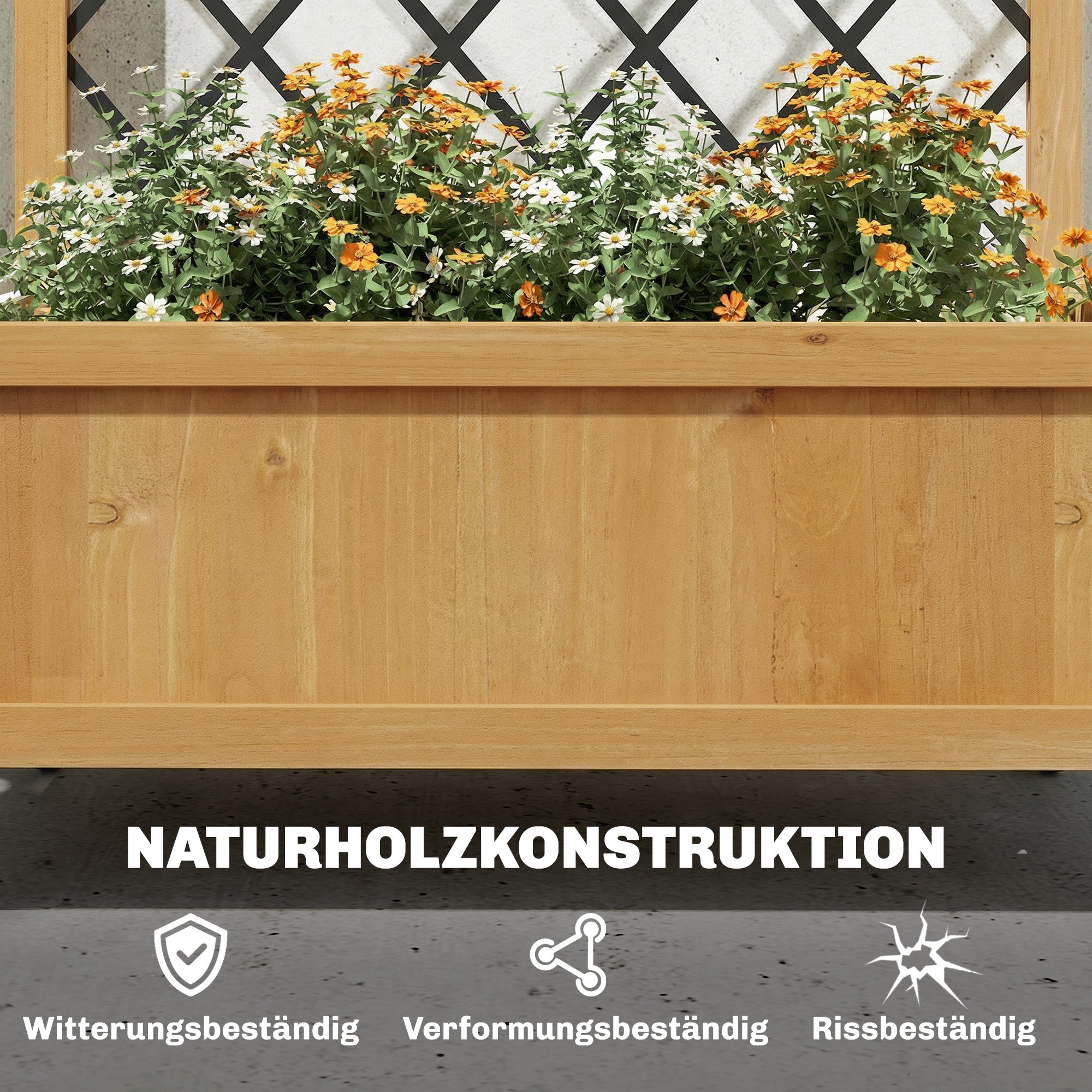 Raised Wooden Planter with Trellis & Wheels, 72 x 36 x 168 cm (28.3 x 14.2 x 66.1 in)