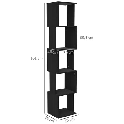 5-Tier Wooden Bookshelf Storage Shelf, Cube Storage Shelf for Living Room, Home Office, 33 x 28 x 161 cm, Black