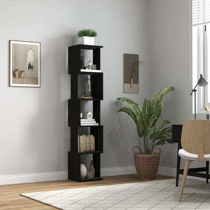 5-Tier Wooden Bookshelf Storage Shelf, Cube Storage Shelf for Living Room, Home Office, 33 x 28 x 161 cm, Black