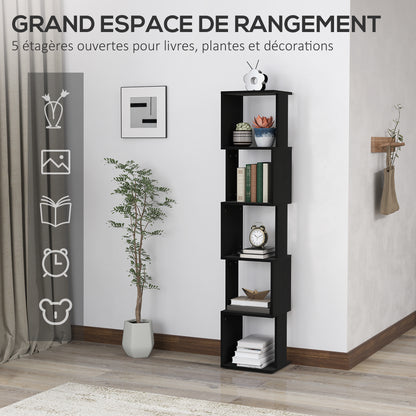 5-Tier Wooden Bookshelf Storage Shelf, Cube Storage Shelf for Living Room, Home Office, 33 x 28 x 161 cm, Black