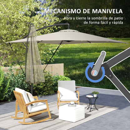 Eccentric Parasol 97.2x97.2 inches Garden Umbrella with Cross Base Adjustable Cover Crank Protective Cover and Anti-UV 50+ Wind Cord Umbrella for Terrace Patio Khaki