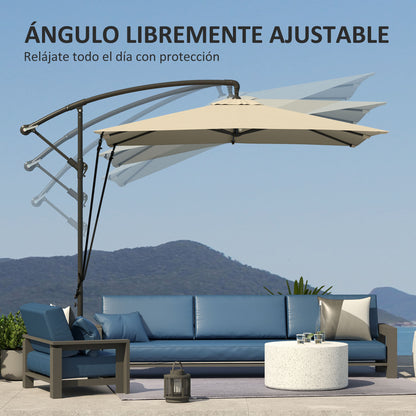 Eccentric Parasol 97.2x97.2 inches Garden Umbrella with Cross Base Adjustable Cover Crank Protective Cover and Anti-UV 50+ Wind Cord Umbrella for Terrace Patio Khaki