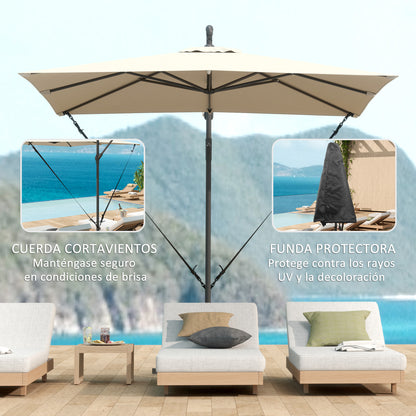 Eccentric Parasol 97.2x97.2 inches Garden Umbrella with Cross Base Adjustable Cover Crank Protective Cover and Anti-UV 50+ Wind Cord Umbrella for Terrace Patio Khaki