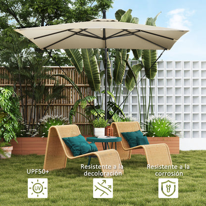 Eccentric Parasol 97.2x97.2 inches Garden Umbrella with Cross Base Adjustable Cover Crank Protective Cover and Anti-UV 50+ Wind Cord Umbrella for Terrace Patio Khaki