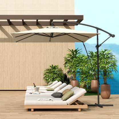 Eccentric Parasol 97.2x97.2 inches Garden Umbrella with Cross Base Adjustable Cover Crank Protective Cover and Anti-UV 50+ Wind Cord Umbrella for Terrace Patio Khaki
