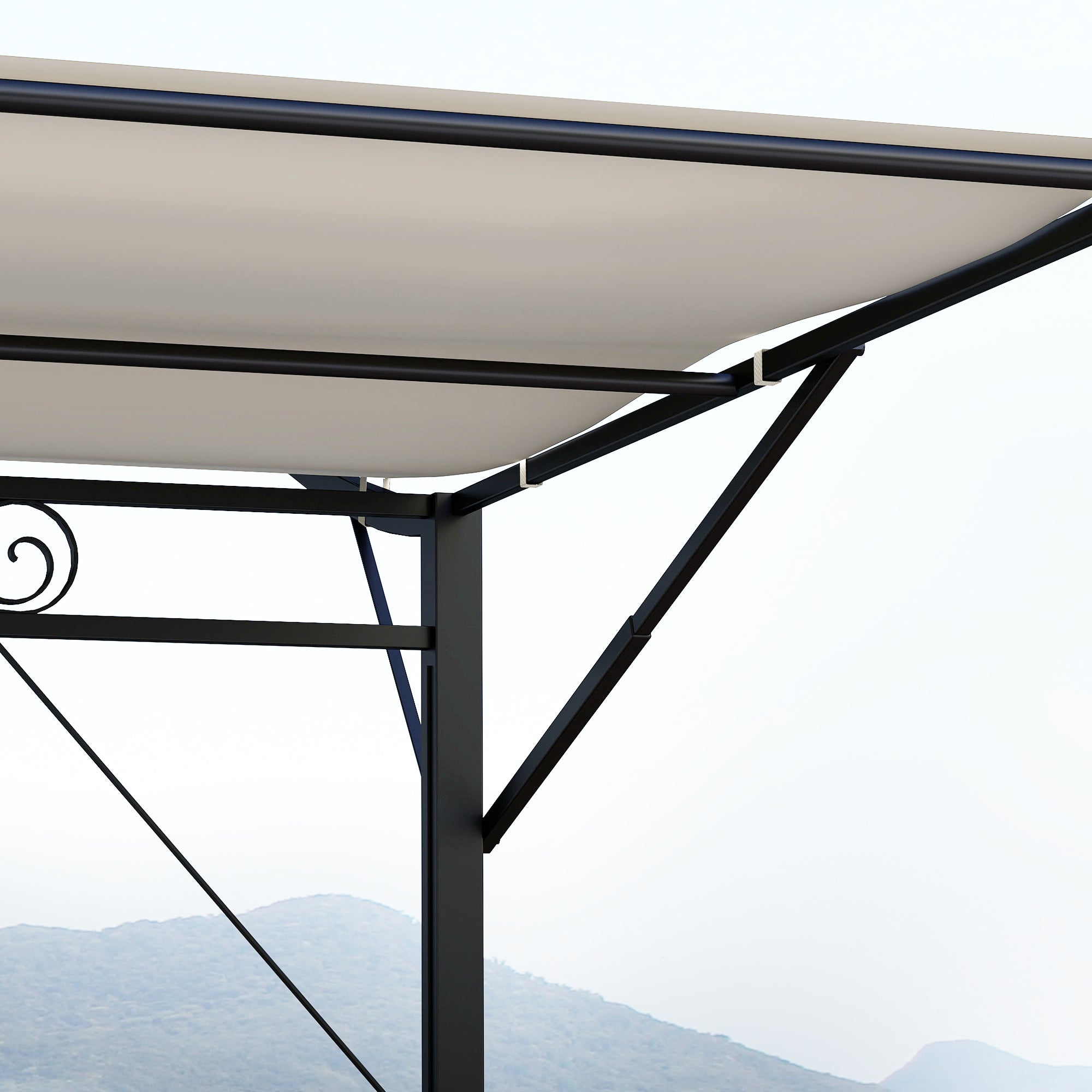 Pergola Pavilion 3x2.5m Steel Water Resistant Sun Protection with Adjustable Roof Wall Mounting Garden Pavilion Freestanding Patio Cover Canopy for Garden Balcony Cream White