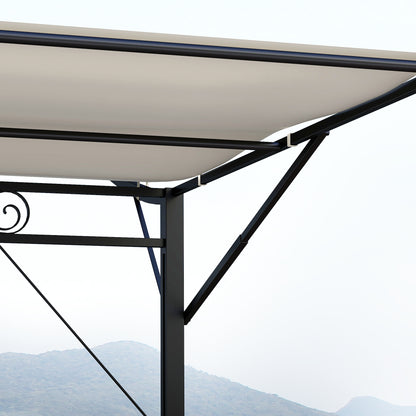 Pergola Pavilion 3x2.5m Steel Water Resistant Sun Protection with Adjustable Roof Wall Mounting Garden Pavilion Freestanding Patio Cover Canopy for Garden Balcony Cream White