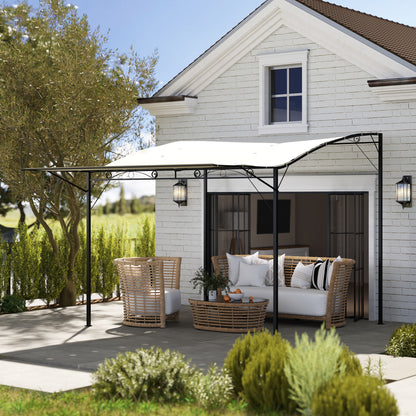 Pergola Pavilion 3x2.5m Steel Water Resistant Sun Protection with Adjustable Roof Wall Mounting Garden Pavilion Freestanding Patio Cover Canopy for Garden Balcony Cream White