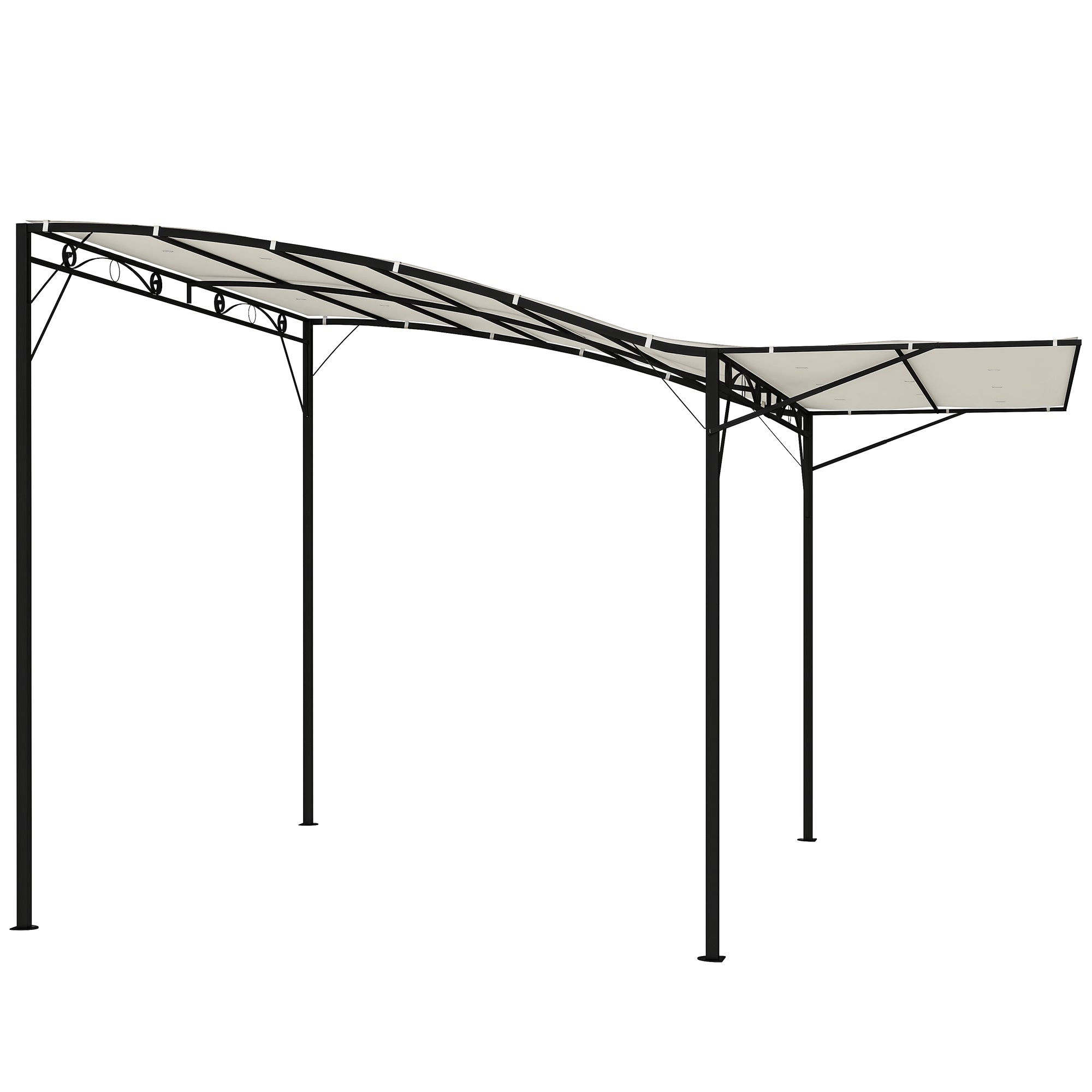 Pergola Pavilion 3x2.5m Steel Water Resistant Sun Protection with Adjustable Roof Wall Mounting Garden Pavilion Freestanding Patio Cover Canopy for Garden Balcony Cream White