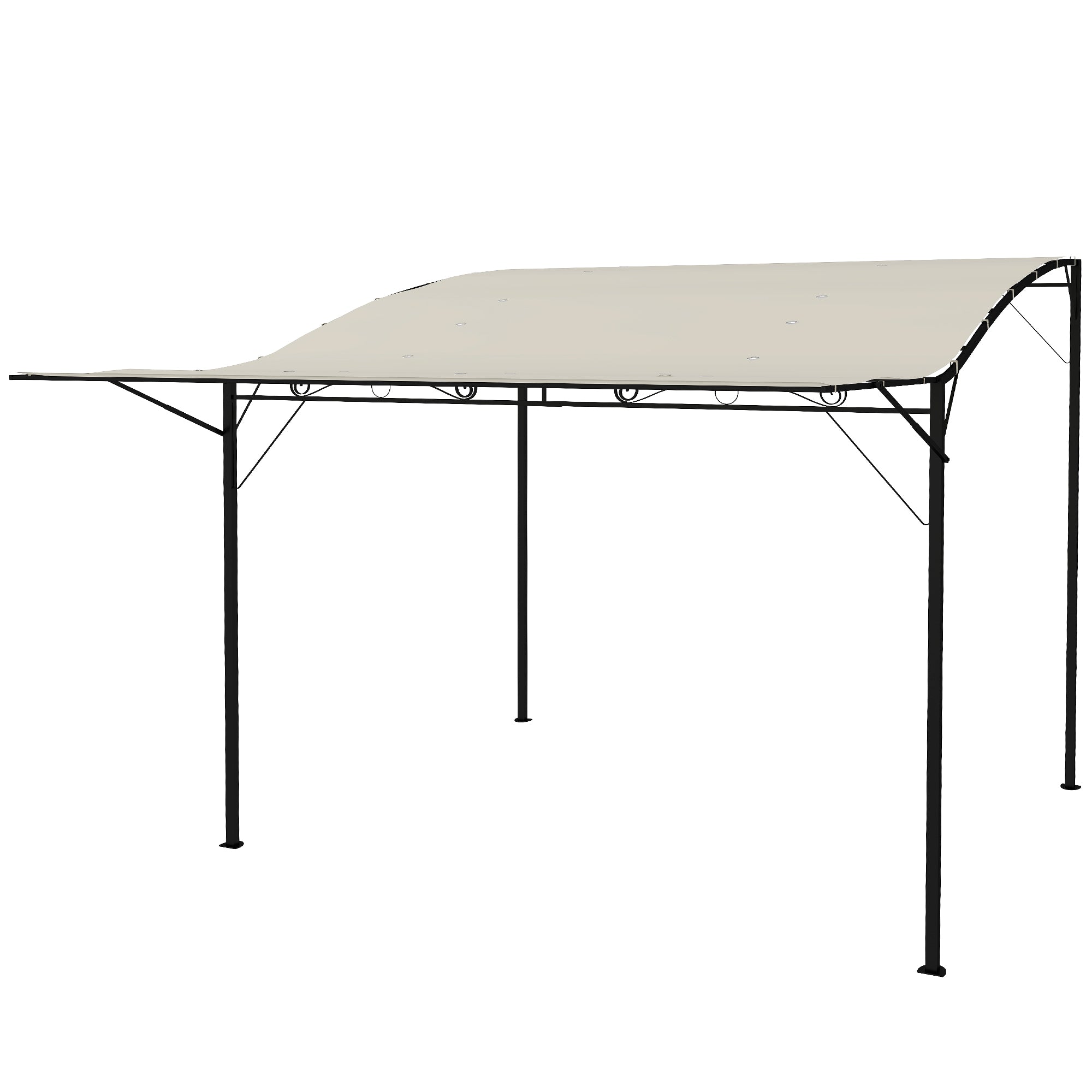 Pergola Pavilion 3x2.5m Steel Water Resistant Sun Protection with Adjustable Roof Wall Mounting Garden Pavilion Freestanding Patio Cover Canopy for Garden Balcony Cream White