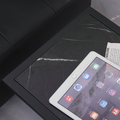 End Table, Coffee Table with Marble Look, Side Table with Metal Frame, for Living Room, Bedroom, 45 x 30 x 51.5 cm Black