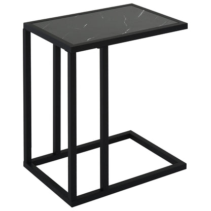 End Table, Coffee Table with Marble Look, Side Table with Metal Frame, for Living Room, Bedroom, 45 x 30 x 51.5 cm Black