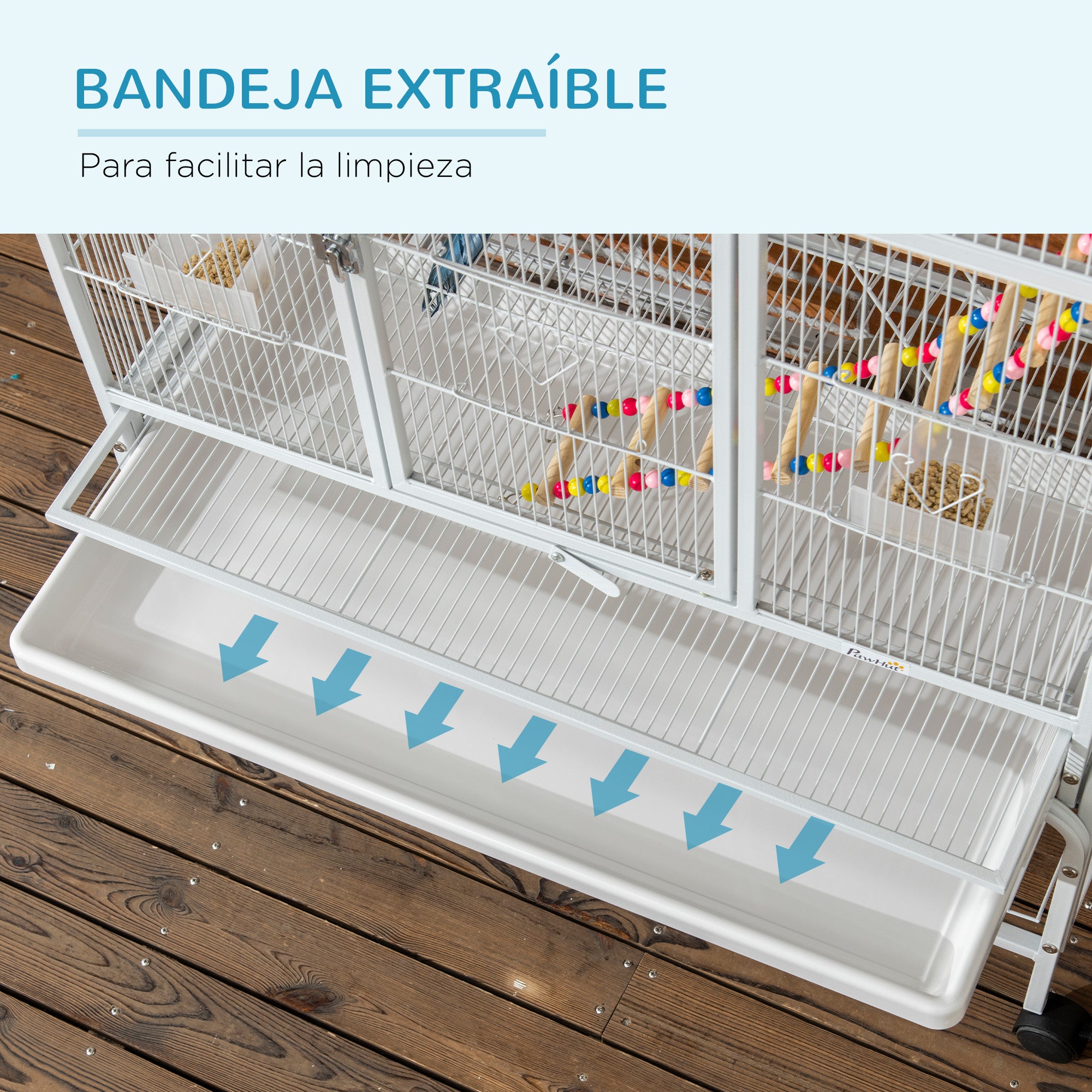 Bird Cage with Wheels 83x53x180 cm Metal 3-Tier Birdhouse with 3 Perches Feeders Toys Ramps and Storage Shelf for Canaries Budgies White