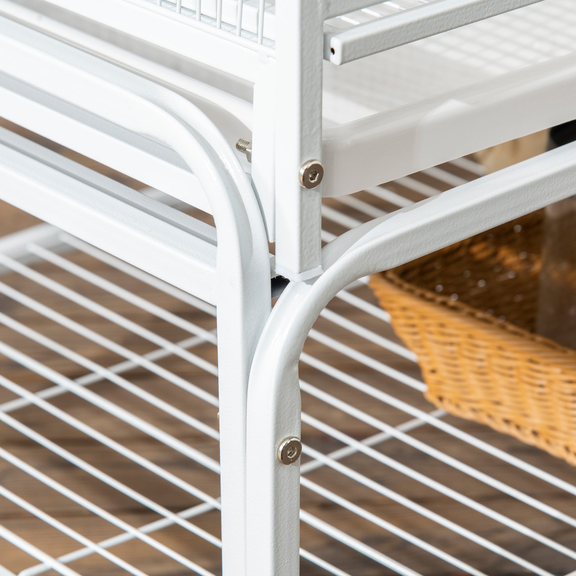 Bird Cage with Wheels 83x53x180 cm Metal 3-Tier Birdhouse with 3 Perches Feeders Toys Ramps and Storage Shelf for Canaries Budgies White