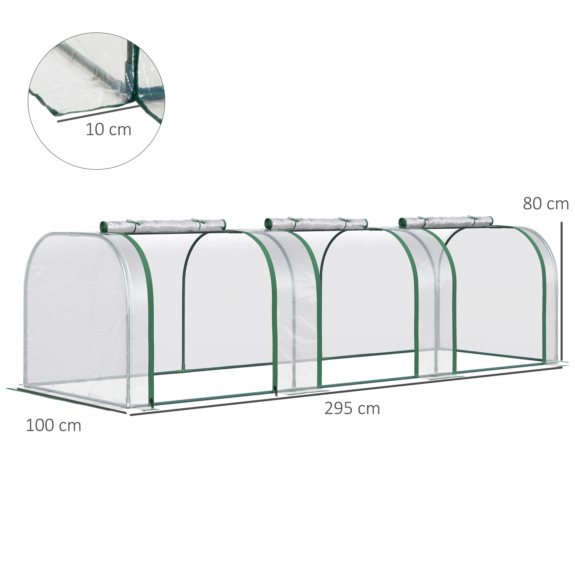 Greenhouse with Door, Winter-Proof Film Greenhouse Made of Steel, Greenhouse for Balcony, Garden, Tomato House 295x100x80cm, Tomato Greenhouse for Tomatoes, Vegetables, Flowers, Plants, Transparent