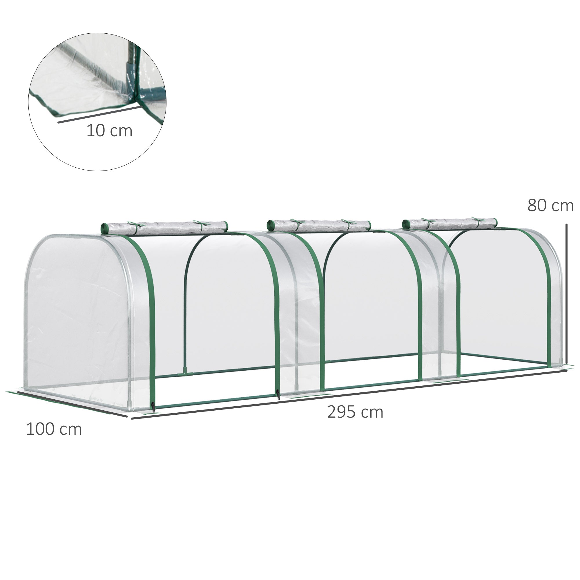 Greenhouse with Door, Winter-Proof Film Greenhouse Made of Steel, Greenhouse for Balcony, Garden, Tomato House 295x100x80cm, Tomato Greenhouse for Tomatoes, Vegetables, Flowers, Plants, Transparent
