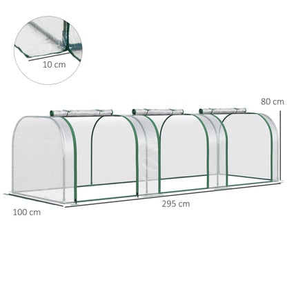 Greenhouse with Door, Winter-Proof Film Greenhouse Made of Steel, Greenhouse for Balcony, Garden, Tomato House 295x100x80cm, Tomato Greenhouse for Tomatoes, Vegetables, Flowers, Plants, Transparent