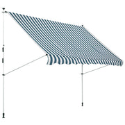 Clamp Awning with Hand Crank, Height Adjustable, Jointed Arm Awning, Dirt-Repellent, Weather-Resistant, Balcony Awning 150cm Wide, Terrace Awning for Terrace, Balcony, Porch Green+White