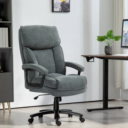 Office Chair, Ergonomic Desk Chair with Rocking Function, Linen-Like Fabric, Height Adjustable PC Chair with Swivel Function, Thick Cushions, Supports up to 200 kg, for Home-Office, Grey