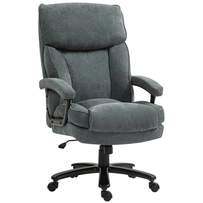 Office Chair, Ergonomic Desk Chair with Rocking Function, Linen-Like Fabric, Height Adjustable PC Chair with Swivel Function, Thick Cushions, Supports up to 200 kg, for Home-Office, Grey