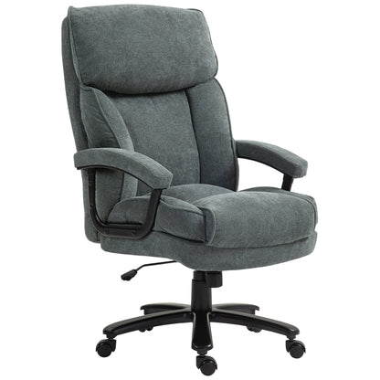 Office Chair, Ergonomic Desk Chair with Rocking Function, Linen-Like Fabric, Height Adjustable PC Chair with Swivel Function, Thick Cushions, Supports up to 200 kg, for Home-Office, Grey