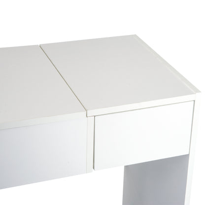 Makeup Vanity with Stool Makeup Table with Flip-Top Mirror and Storage Boxes 80x40x79 cm and 40x30x40 cm White