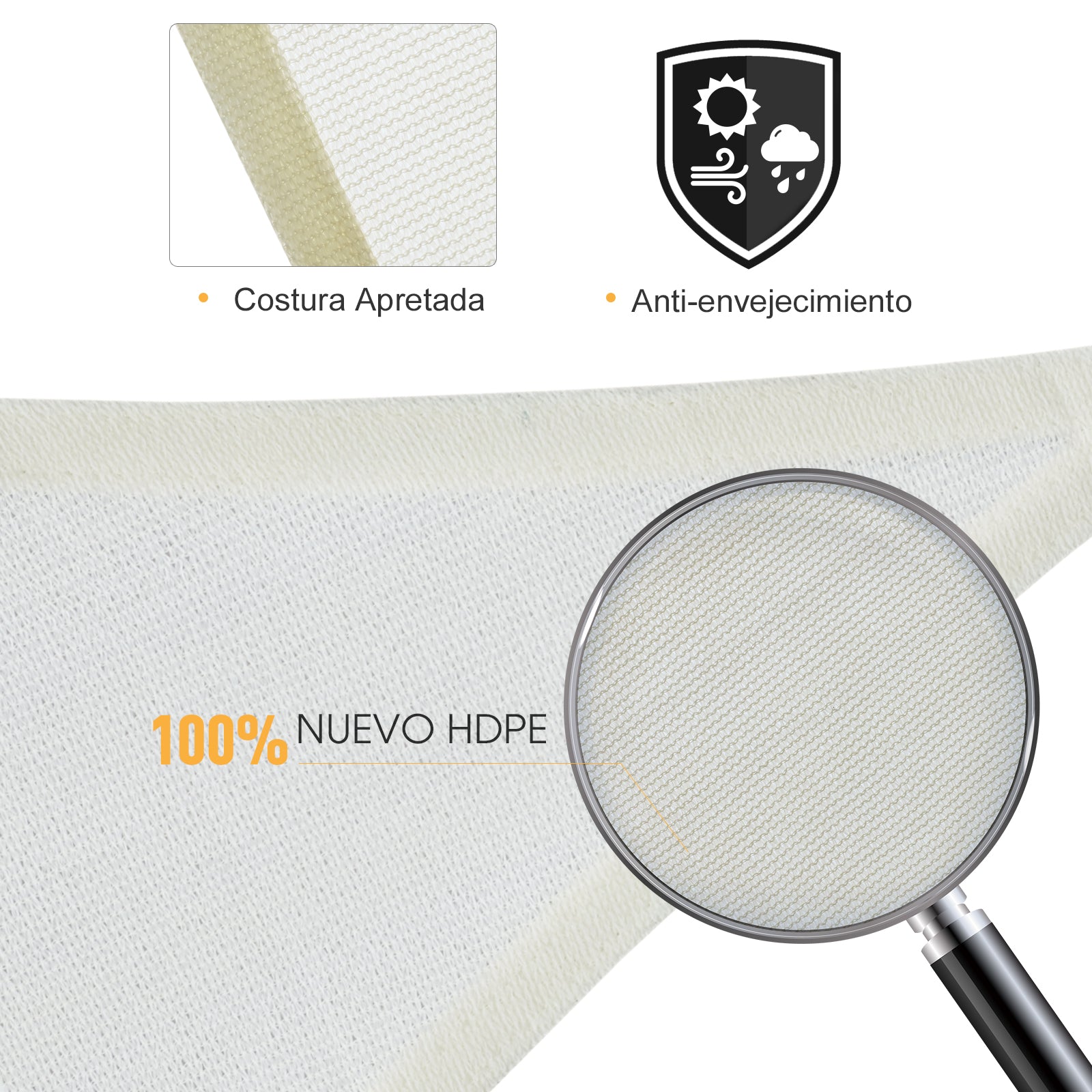 - rectangular sail canopy (various sizes and colors), size 3x4m, cream color