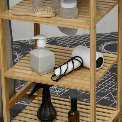 Laundry Basket 57.4 L Laundry Sorter with Ironing Board and Iron Rest, Laundry Box with 3-Tier Shelf, Extendable and Removable Bag, for Bathroom, Bamboo, Natural