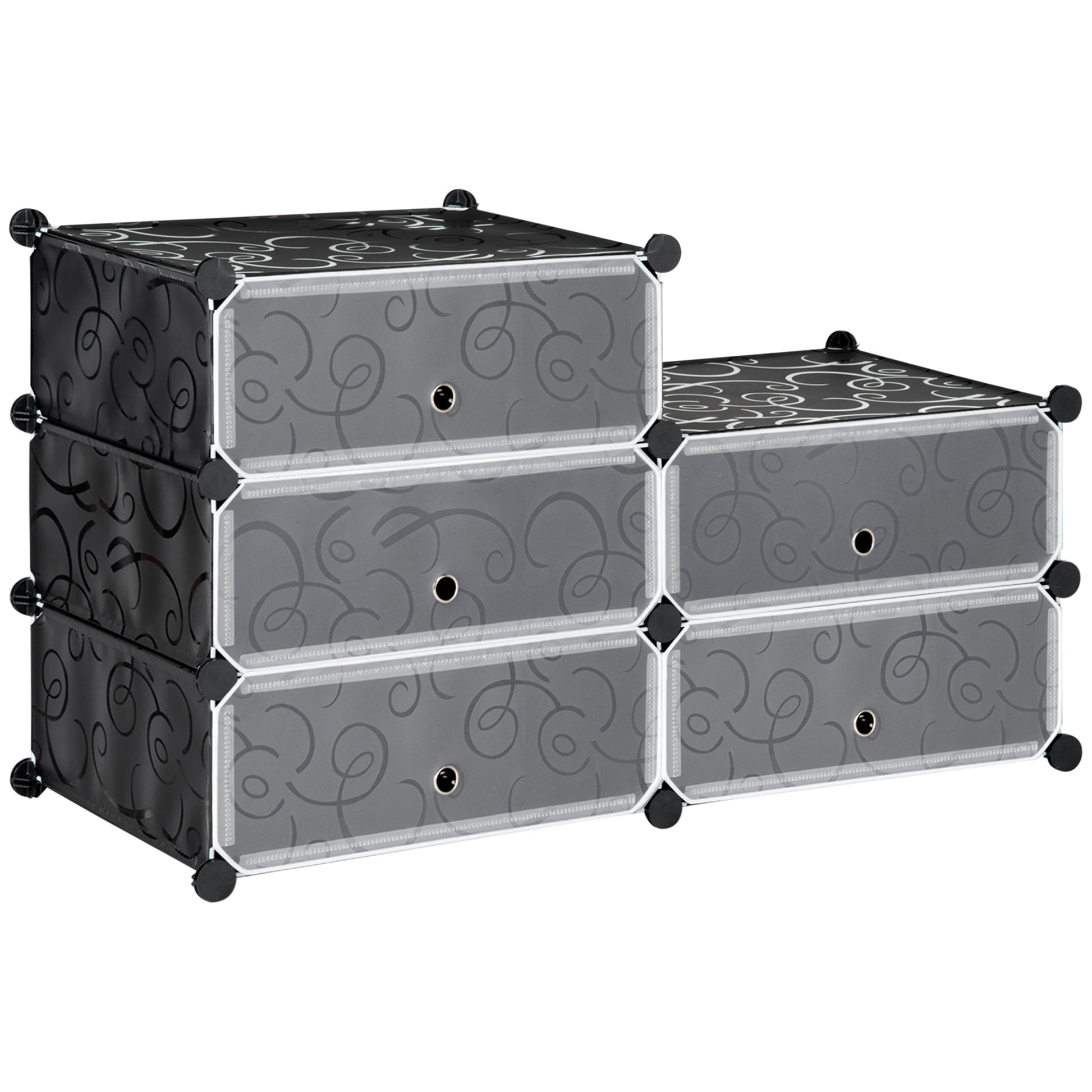 Plastic Shoe Rack Storage Shelf for 6 Pairs of Shoes Shoe Box for Hallway DIY Cube Shelf Shoe Storage Black 49 x 36.5 x 108cm