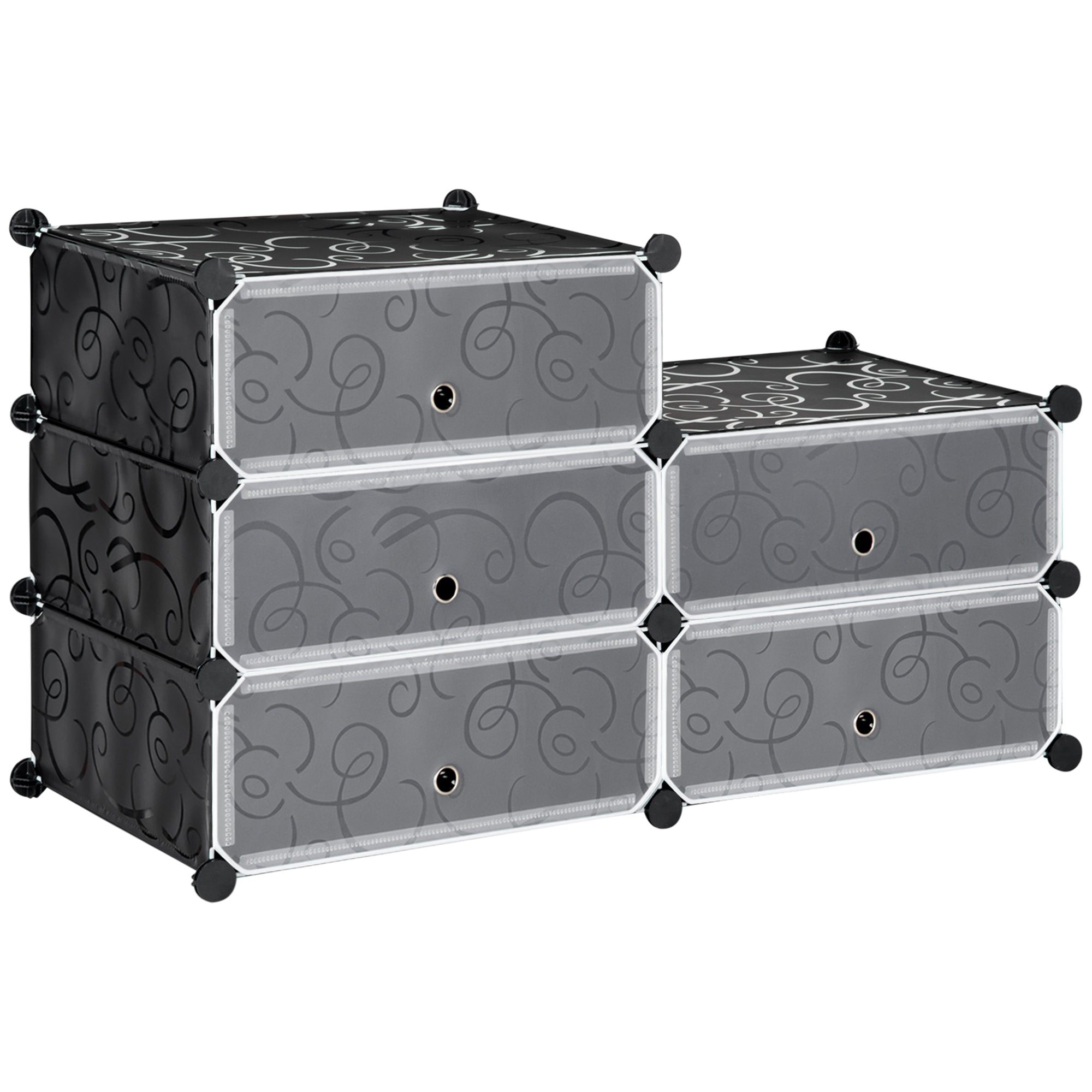 Plastic Shoe Rack Storage Shelf for 6 Pairs of Shoes Shoe Box for Hallway DIY Cube Shelf Shoe Storage Black 49 x 36.5 x 108cm