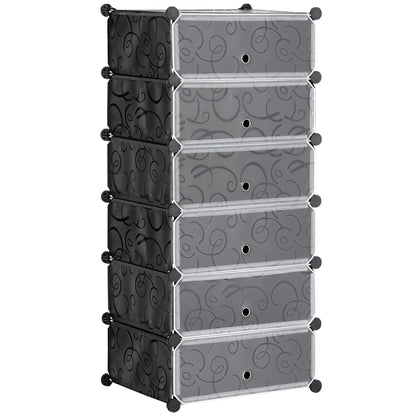 Plastic Shoe Rack Storage Shelf for 6 Pairs of Shoes Shoe Box for Hallway DIY Cube Shelf Shoe Storage Black 49 x 36.5 x 108cm