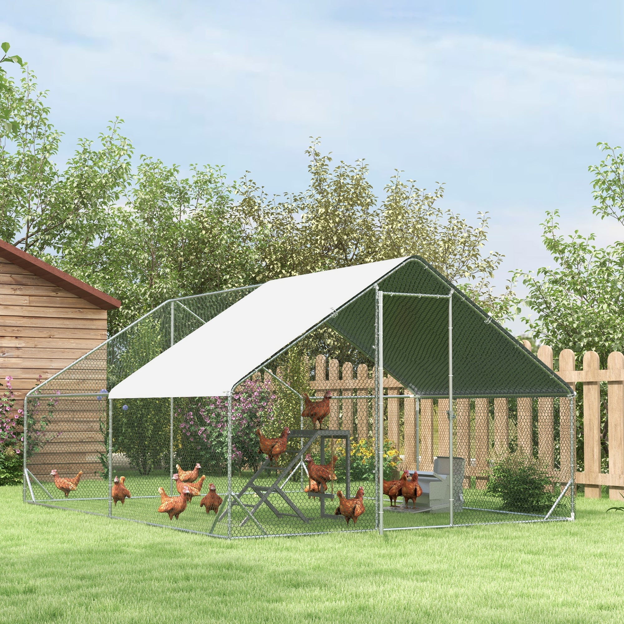 Wooden Chicken Perch & Playstand with Swing, Ladder & Platform — Natural-Style Chicken Roost, 37.8×15.7×27.9 in (96×40×71 cm), Gray