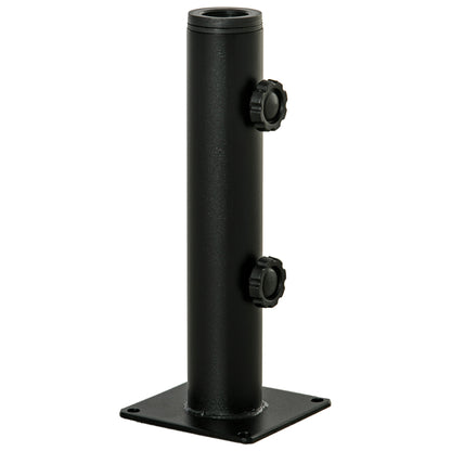 Cement Umbrella Stand with 2 Locking Buttons and 4 Expansion Screws Umbrella Base for Umbrella Pole of 34/38/48mm 12x12x30 cm Black