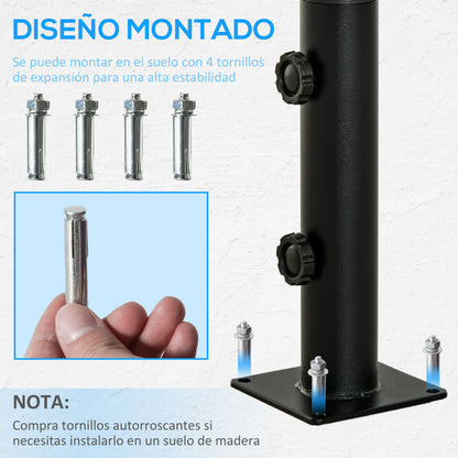 Cement Umbrella Stand with 2 Locking Buttons and 4 Expansion Screws Umbrella Base for Umbrella Pole of 34/38/48mm 12x12x30 cm Black